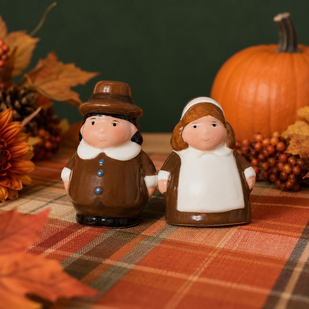 Lilgrim Salt/Pepper Shakers Publix Limited Ed 2004 Farmhouse Cottagecore Pilgrim